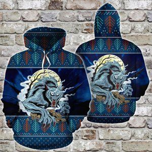 Spooky horror wolf halloween hoodie all over print